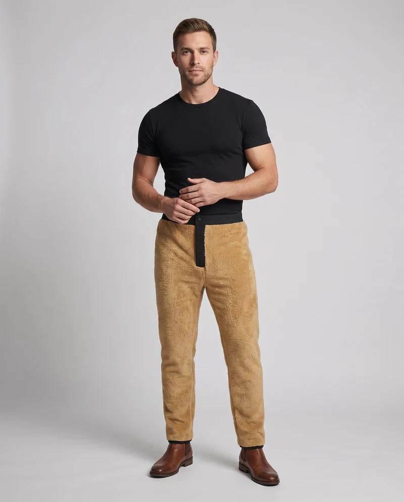 Herren Wasserabweisende Thermohose mit durchgehendem Teddyfleece‑Futter und geradem Schnitt Nord Taschen