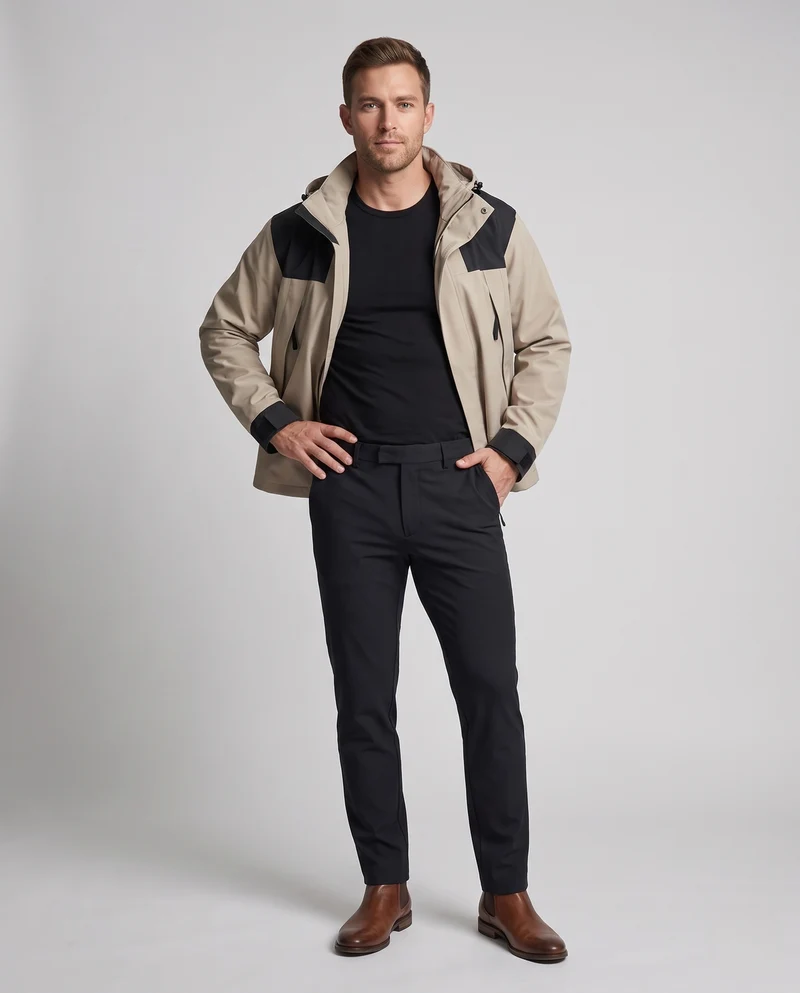 Herren Wasserdichte Ski- und Snowboardjacke mit Kapuze, Mountain-Print und Multifunktionalen Taschen Nord Taschen