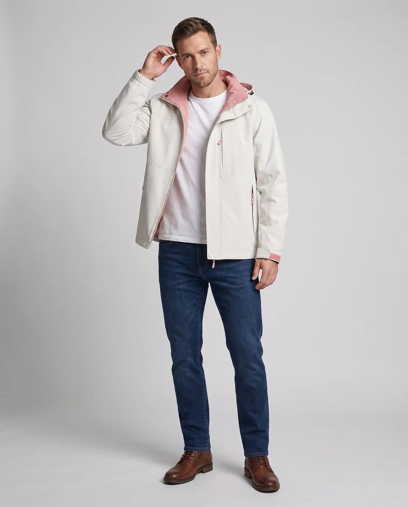 Herren Wasserfeste Softshell-Outdoorjacke mit Kapuze, winddichter Außenlage und verdeckter Reißverschluss Nord Taschen
