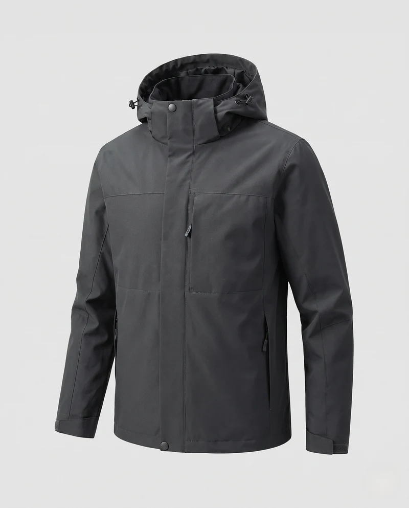 Herren Wasserfeste Softshell-Outdoorjacke mit Kapuze, winddichter Außenlage und verdeckter Reißverschluss Nord Taschen