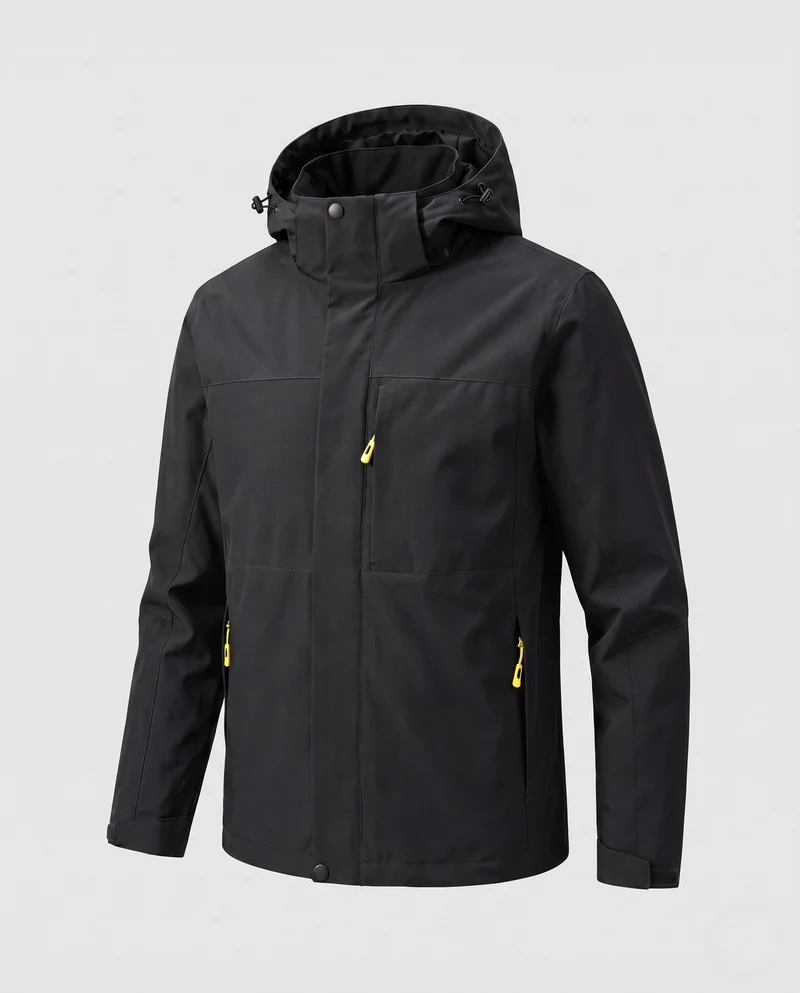 Herren Wasserfeste Softshell-Outdoorjacke mit Kapuze, winddichter Außenlage und verdeckter Reißverschluss Nord Taschen