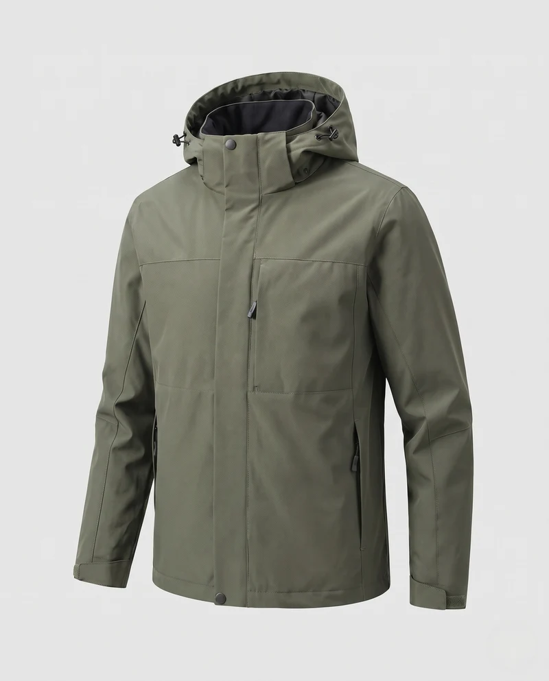 Herren Wasserfeste Softshell-Outdoorjacke mit Kapuze, winddichter Außenlage und verdeckter Reißverschluss Nord Taschen