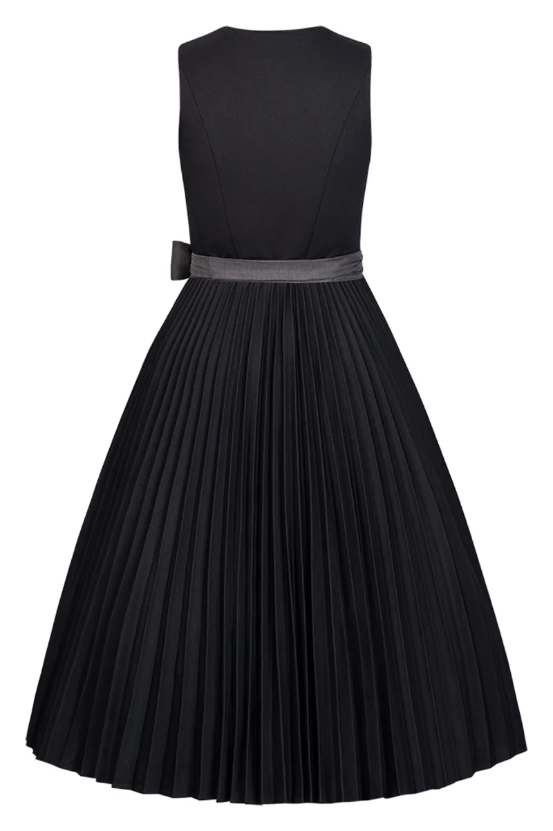 Dirndl Tiefschwarz Plissee mit TENCEL™-Leinenschürze – 75 cm | LIGA DI BAVARIA