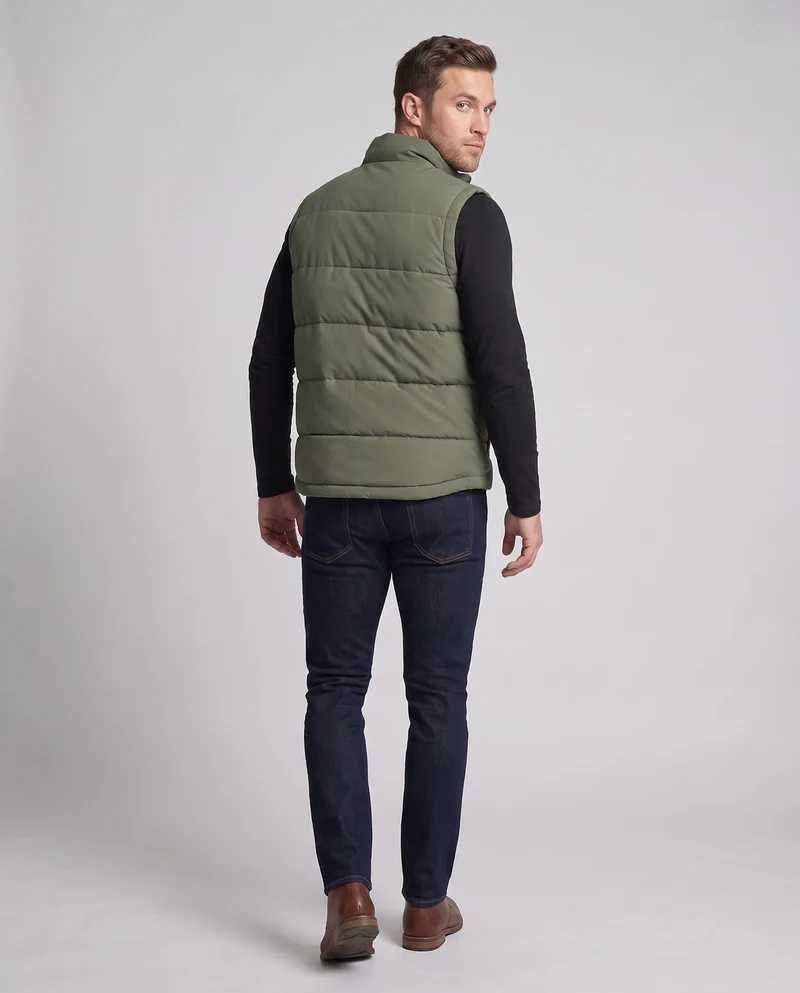 Herren Thermisch gefütterte Outdoor-Steppweste mit Sherpa-Innenfutter, hohem Stehkragen und Klappentaschen Nord Taschen