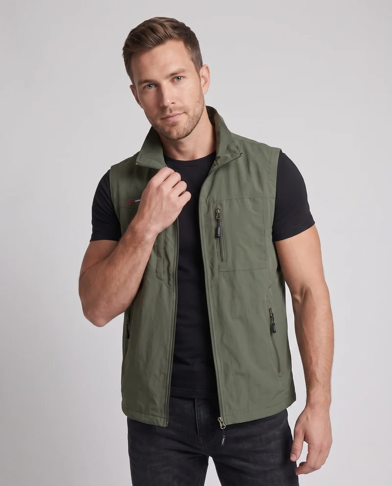 Herren Thermo-Fleece-Outdoorweste mit winddichter Mikrofaserschale, hohem Kragen und Mehrfach-Reißverschlusstaschen Nord Taschen