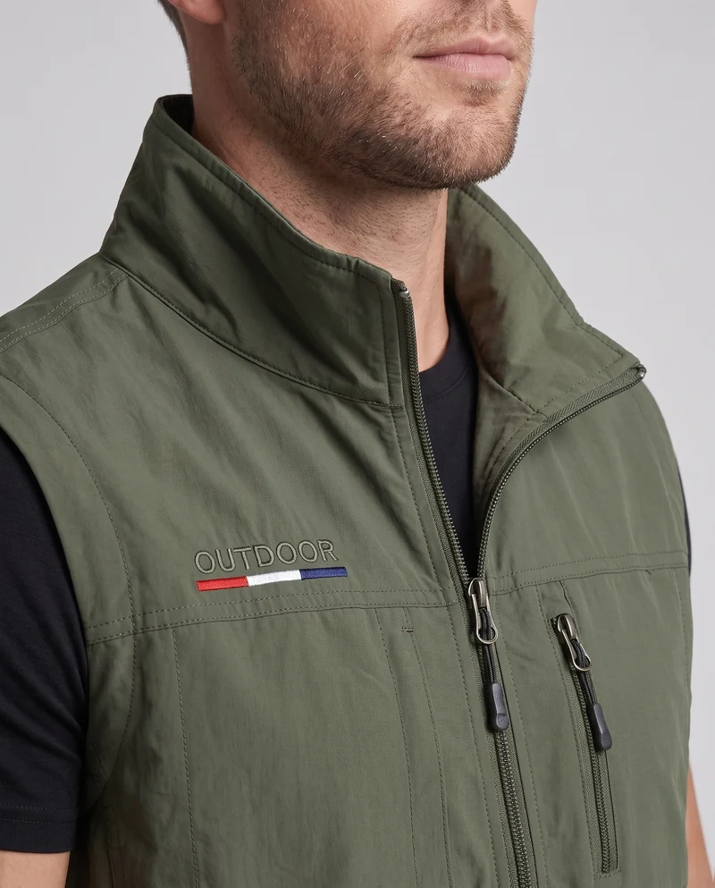 Herren Thermo-Fleece-Outdoorweste mit winddichter Mikrofaserschale, hohem Kragen und Mehrfach-Reißverschlusstaschen Nord Taschen