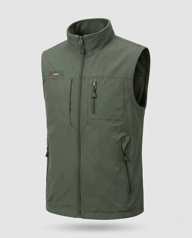 Herren Thermo-Fleece-Outdoorweste mit winddichter Mikrofaserschale, hohem Kragen und Mehrfach-Reißverschlusstaschen Nord Taschen