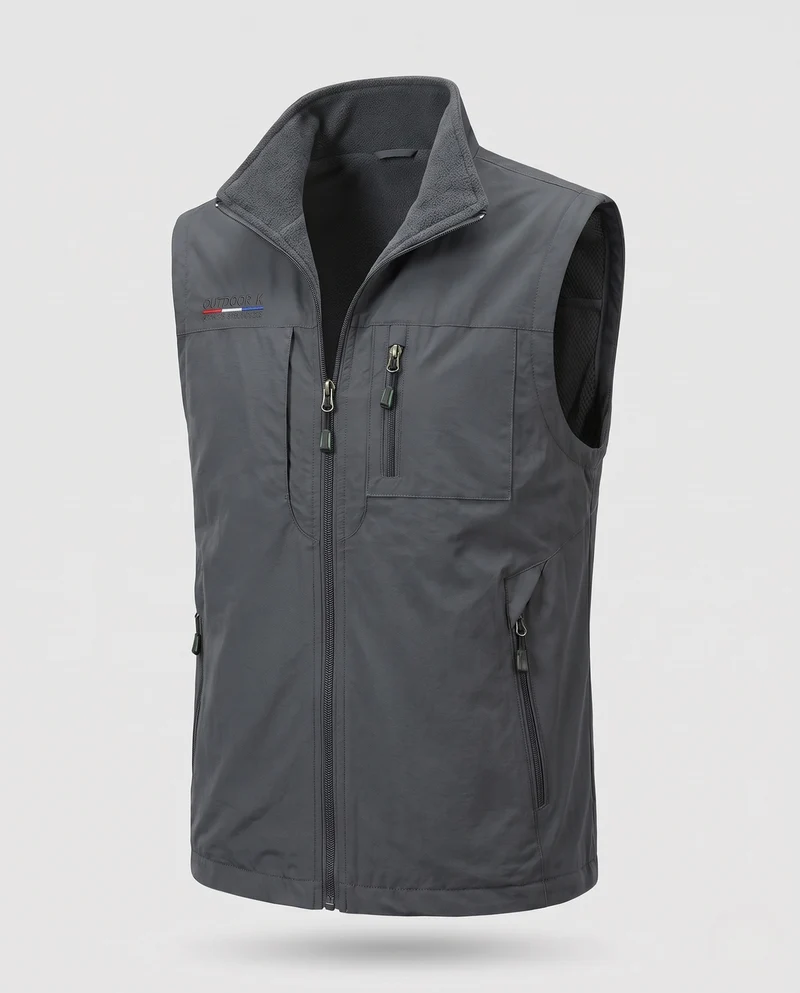 Herren Thermo-Fleece-Outdoorweste mit winddichter Mikrofaserschale, hohem Kragen und Mehrfach-Reißverschlusstaschen Nord Taschen