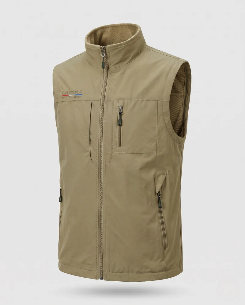 Herren Thermo-Fleece-Outdoorweste mit winddichter Mikrofaserschale, hohem Kragen und Mehrfach-Reißverschlusstaschen Nord Taschen