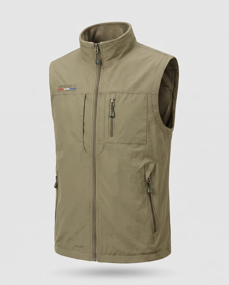 Herren Thermo-Fleece-Outdoorweste mit winddichter Mikrofaserschale, hohem Kragen und Mehrfach-Reißverschlusstaschen Nord Taschen