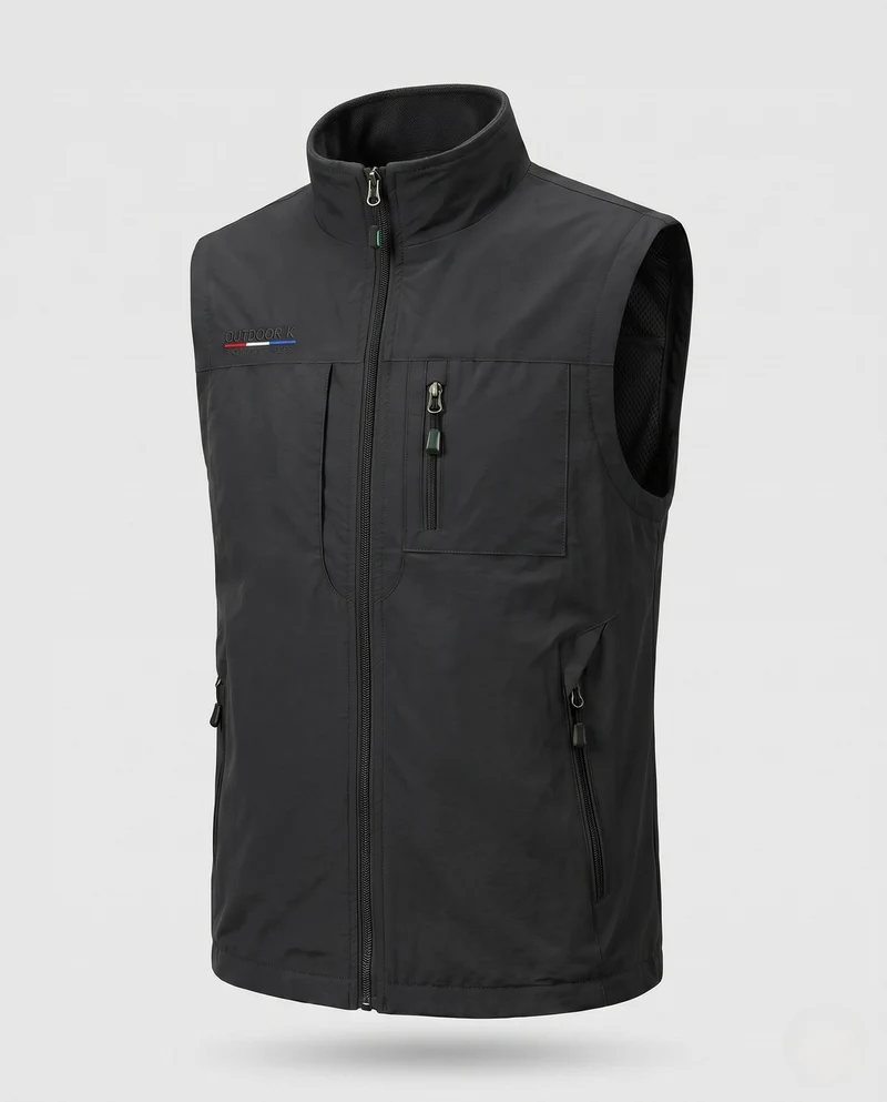 Herren Thermo-Fleece-Outdoorweste mit winddichter Mikrofaserschale, hohem Kragen und Mehrfach-Reißverschlusstaschen Nord Taschen