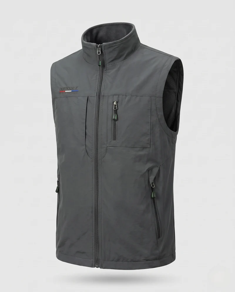 Herren Thermo-Fleece-Outdoorweste mit winddichter Mikrofaserschale, hohem Kragen und Mehrfach-Reißverschlusstaschen Nord Taschen