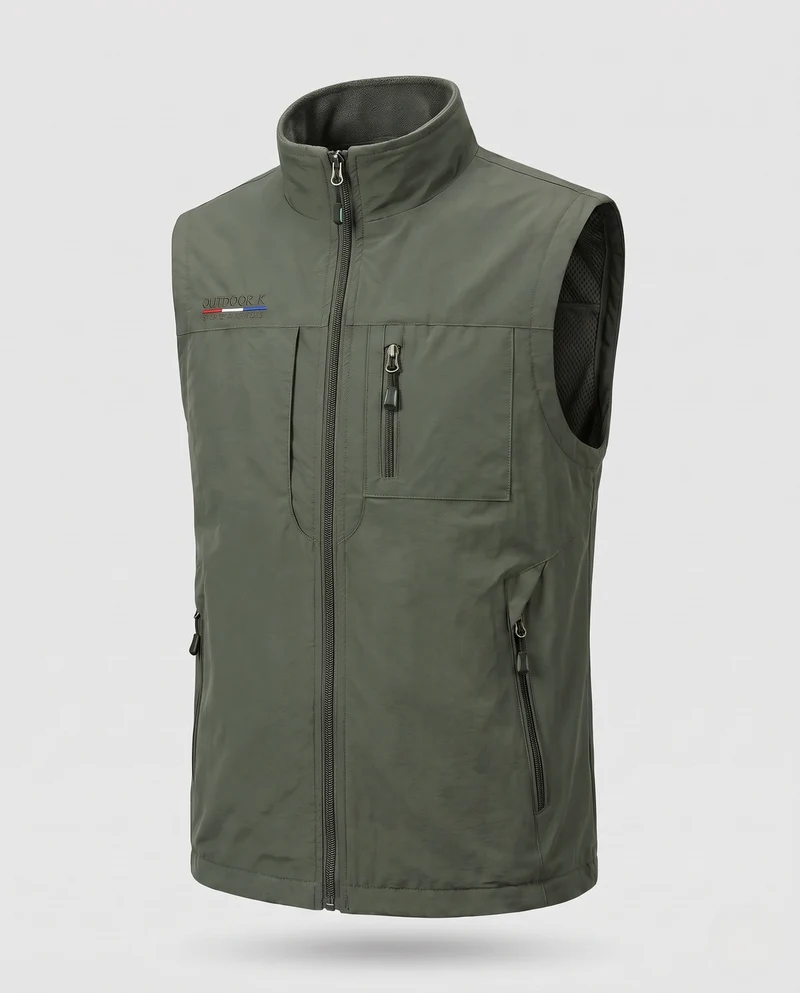 Herren Thermo-Fleece-Outdoorweste mit winddichter Mikrofaserschale, hohem Kragen und Mehrfach-Reißverschlusstaschen Nord Taschen