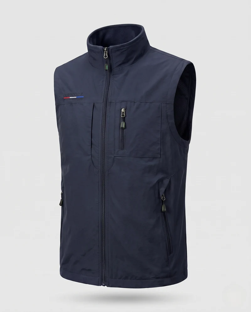 Herren Thermo-Fleece-Outdoorweste mit winddichter Mikrofaserschale, hohem Kragen und Mehrfach-Reißverschlusstaschen Nord Taschen