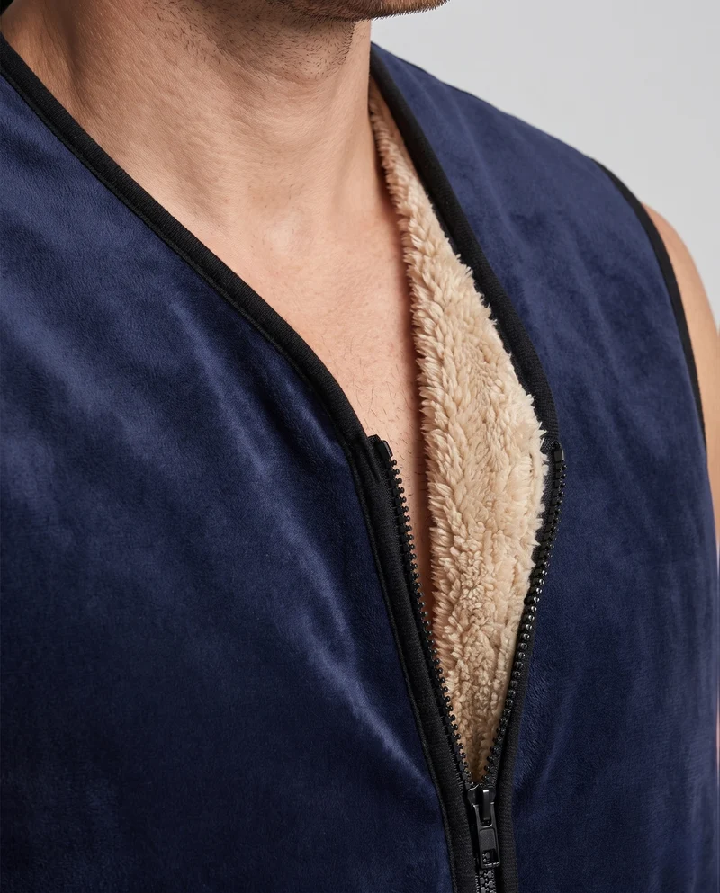 Herren Wattierte Thermo-Sherpaweste mit weichem Fleecefutter und Frontreißverschluss Nord Taschen