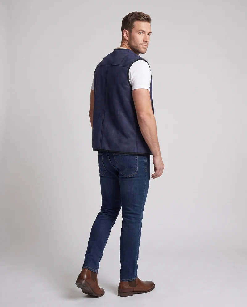 Herren Wattierte Thermo-Sherpaweste mit weichem Fleecefutter und Frontreißverschluss Nord Taschen