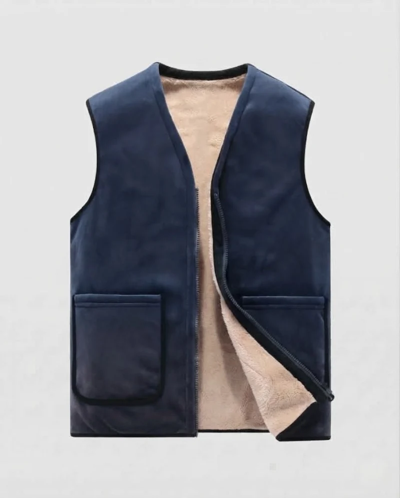 Herren Wattierte Thermo-Sherpaweste mit weichem Fleecefutter und Frontreißverschluss Nord Taschen