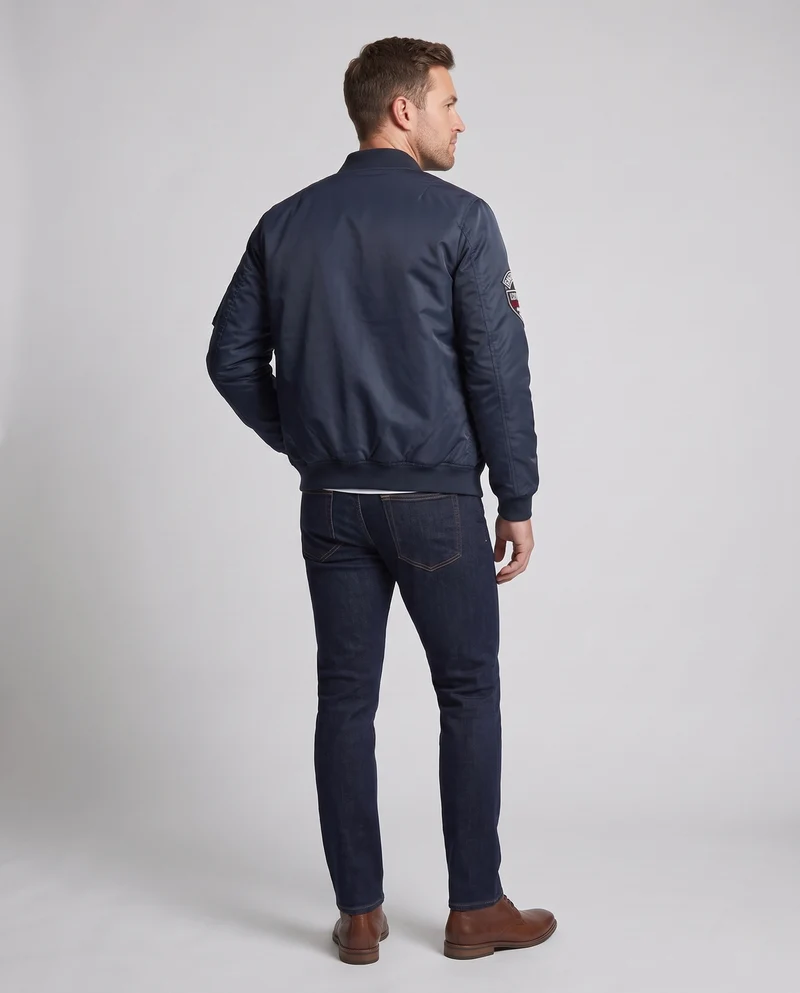 Herren Wende-Bomberjacke mit aufgesetzten Patches, Nylon-Außenmaterial und Ärmel-Zip-Tasche Nord Taschen