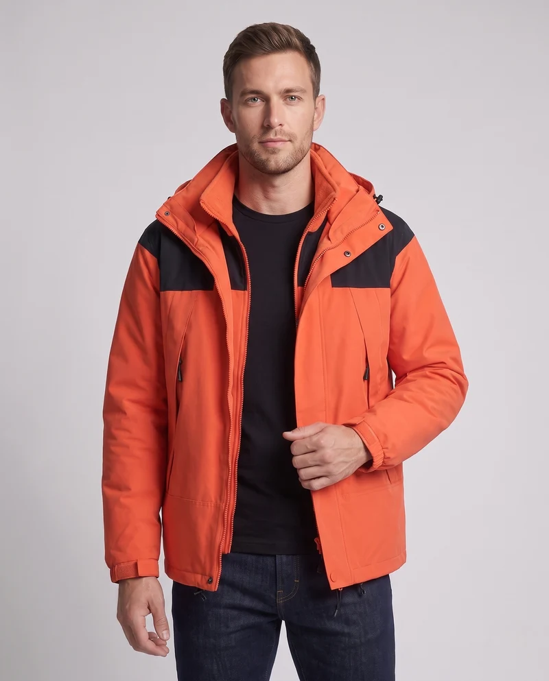 Herren Zweiteilige Softshell-Outdoorjacke mit abnehmbarer Fleece-Innenjacke und Kapuze Nord Taschen