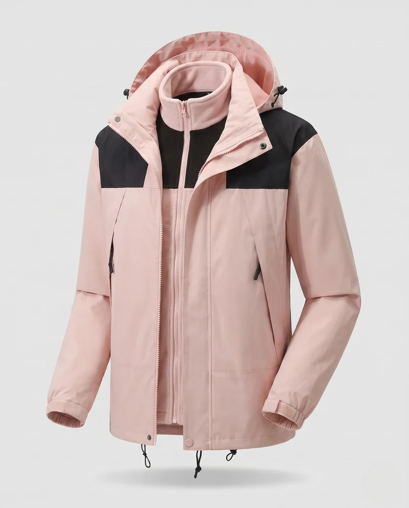 Herren Zweiteilige Softshell-Outdoorjacke mit abnehmbarer Fleece-Innenjacke und Kapuze Nord Taschen