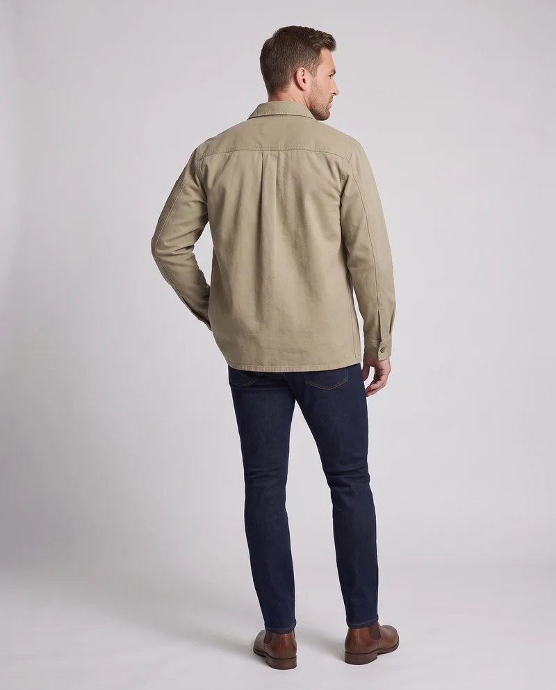 Herren leichter Baumwoll-Canvas Overshirt mit Brusttaschen und Workwear-Details Nord Taschen