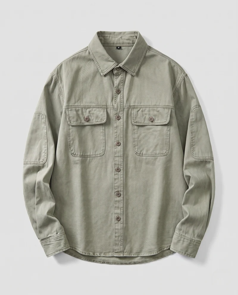 Herren leichter Baumwoll-Canvas Overshirt mit Brusttaschen und Workwear-Details Nord Taschen