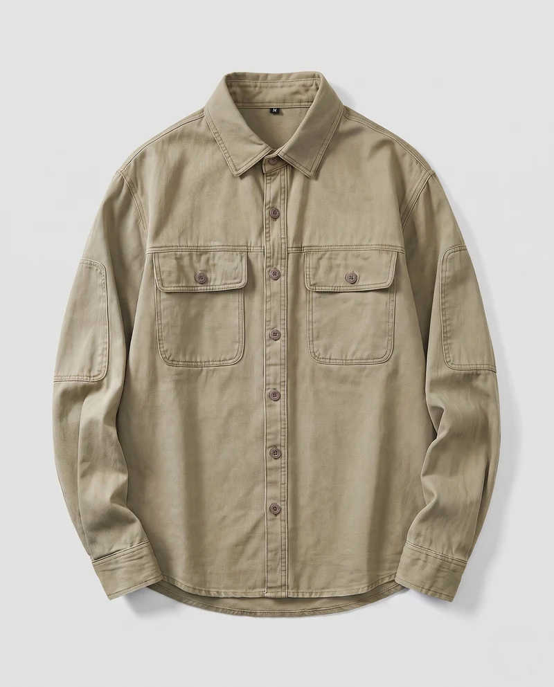 Herren leichter Baumwoll-Canvas Overshirt mit Brusttaschen und Workwear-Details Nord Taschen