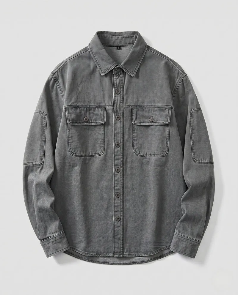 Herren leichter Baumwoll-Canvas Overshirt mit Brusttaschen und Workwear-Details Nord Taschen