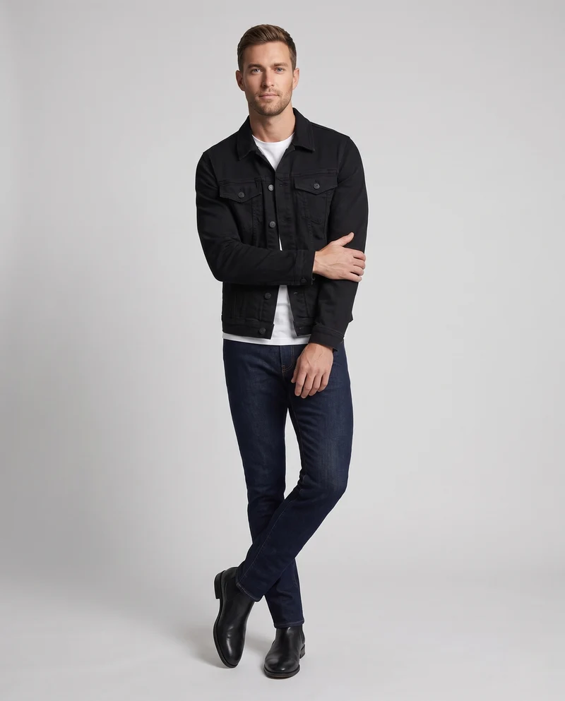 Herren Leichte Jeansjacke im Clean-Utility-Stil mit verstellbarem Saum Nord Taschen