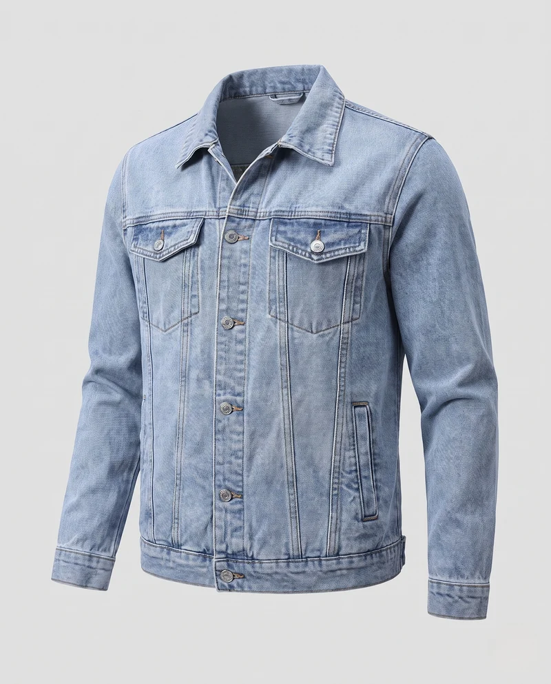 Herren Leichte Jeansjacke im Clean-Utility-Stil mit verstellbarem Saum Nord Taschen