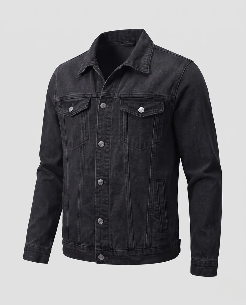 Herren Leichte Jeansjacke im Clean-Utility-Stil mit verstellbarem Saum Nord Taschen