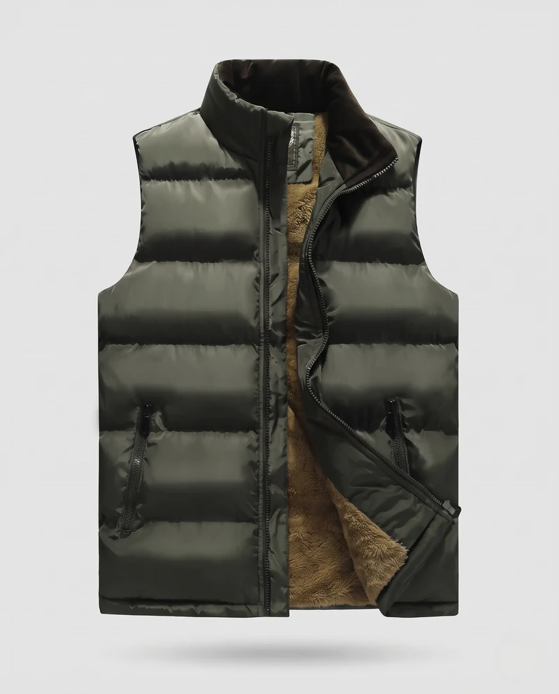 Herren Thermo‑Steppweste mit kuscheligem Sherpa‑Futter und wasserabweisender Mikrofaserschale Nord Taschen