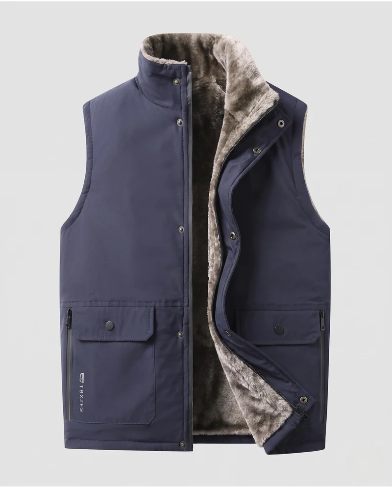 Herren Thermo-Steppweste mit Teddyfutter, winddichter Softshell‑Außenlage und Multifunktionstaschen Nord Taschen