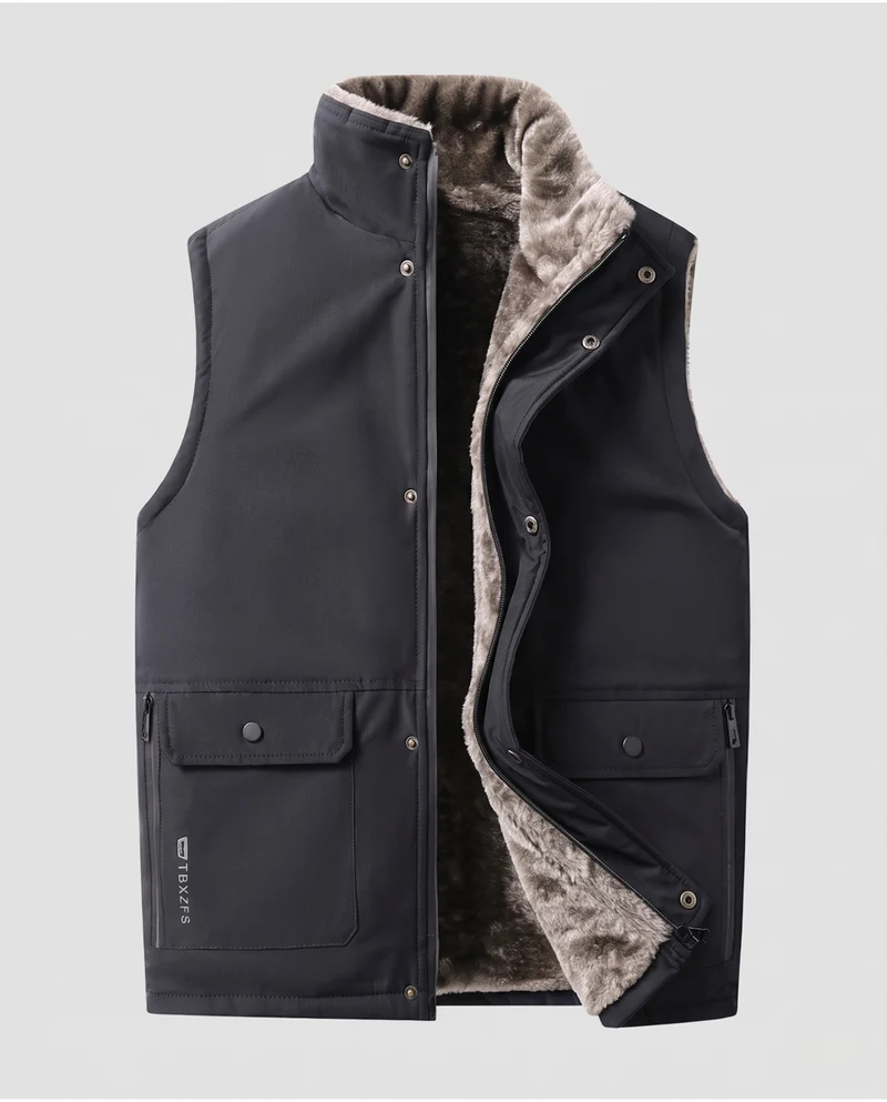 Herren Thermo-Steppweste mit Teddyfutter, winddichter Softshell‑Außenlage und Multifunktionstaschen Nord Taschen