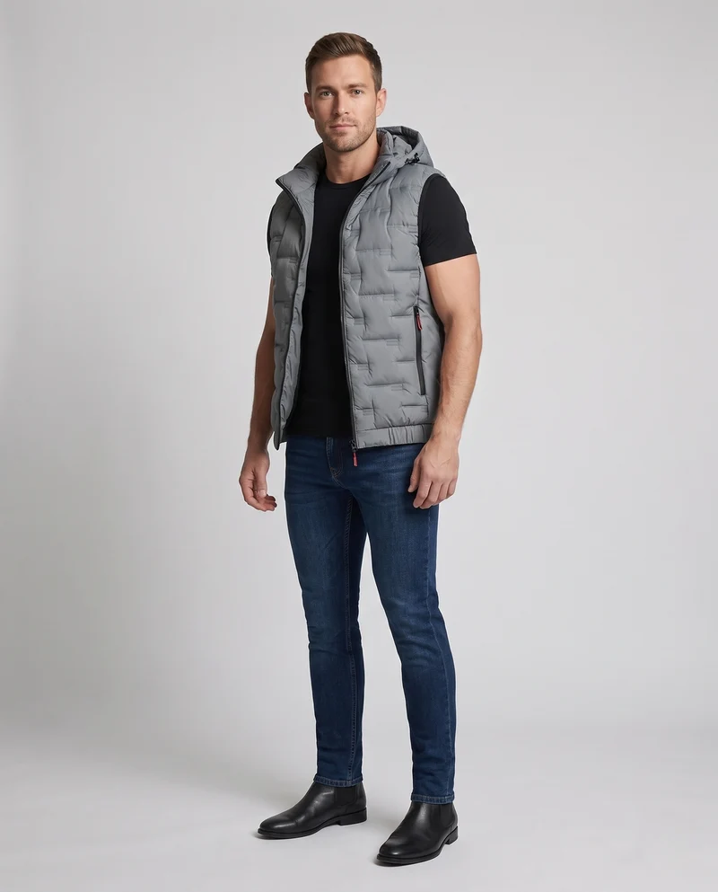 Herren Thermo-Utility Kapuzenweste mit wasserabweisender Mikrofaserschale und elastischem Bund Nord Taschen