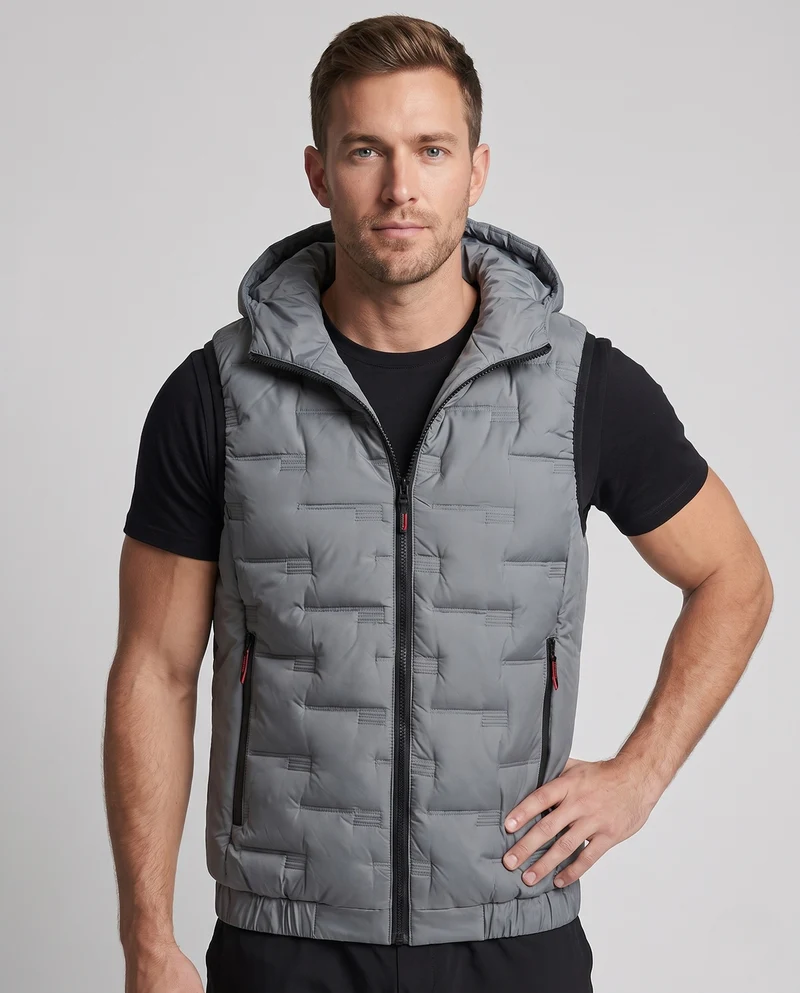 Herren Thermo-Utility Kapuzenweste mit wasserabweisender Mikrofaserschale und elastischem Bund Nord Taschen