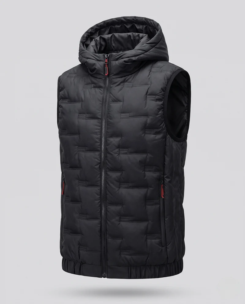 Herren Thermo-Utility Kapuzenweste mit wasserabweisender Mikrofaserschale und elastischem Bund Nord Taschen