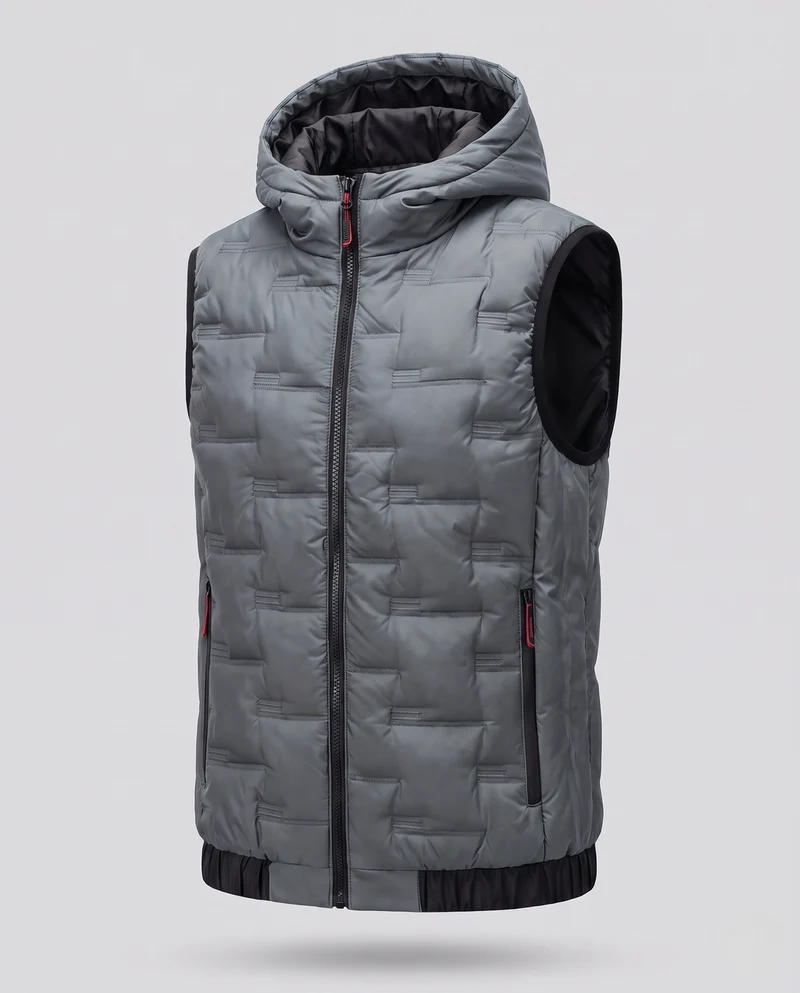 Herren Thermo-Utility Kapuzenweste mit wasserabweisender Mikrofaserschale und elastischem Bund Nord Taschen