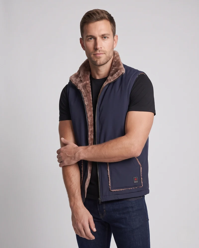 Herren Thermo-Utility-Weste mit Teddyfutter, winddichter Außenlage und Eingrifftaschen Nord Taschen