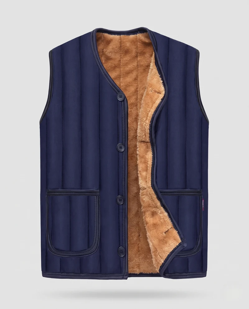 Herren Thermo‑Weste mit weichem Teddyfutter, Knopfleiste und aufgesetzten Taschen Nord Taschen