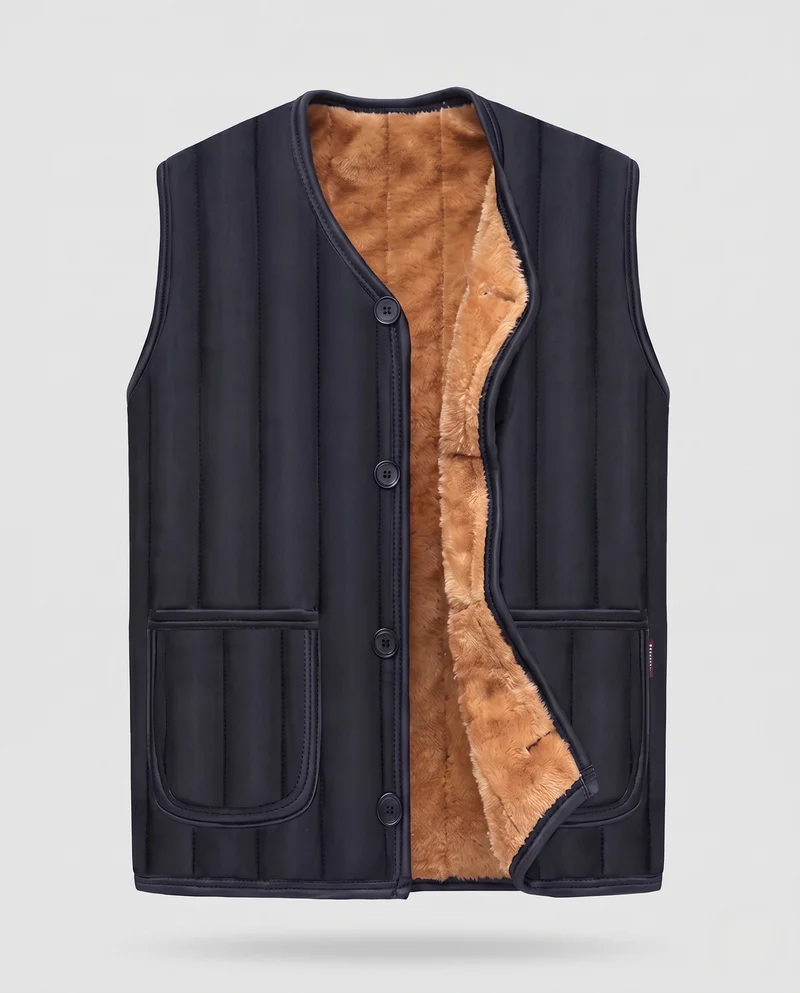 Herren Thermo‑Weste mit weichem Teddyfutter, Knopfleiste und aufgesetzten Taschen Nord Taschen