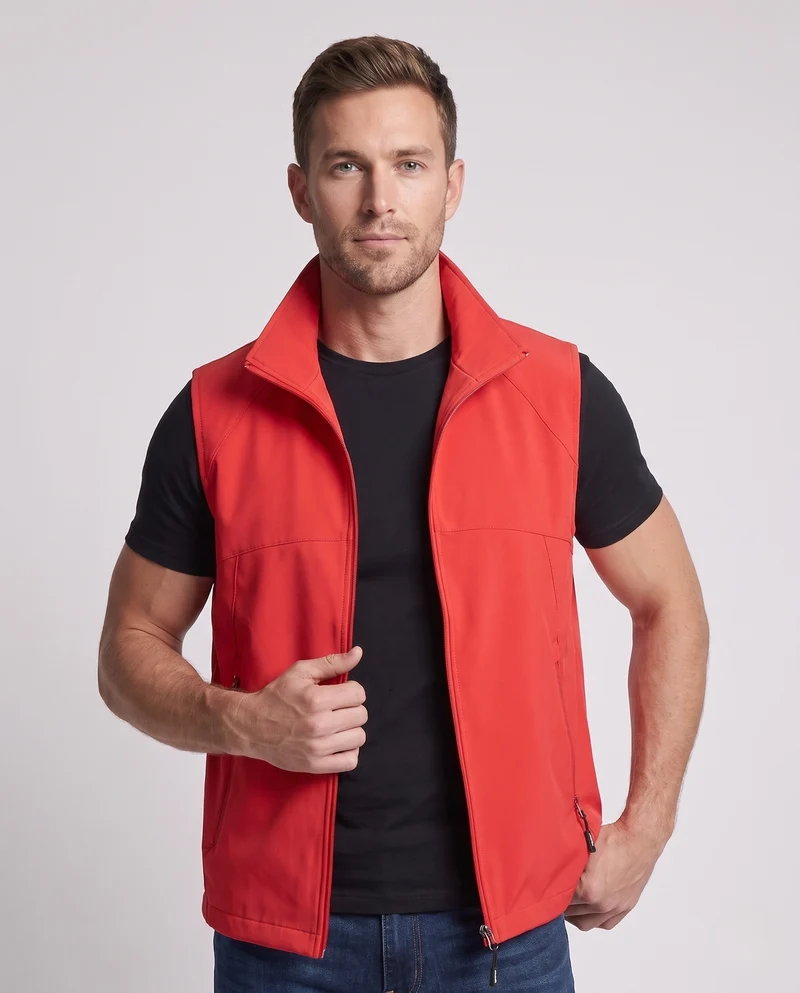 Herren Ultraleichte Atmungsaktive Softshell-Weste mit Mesh-Innenfutter, hohem Stehkragen und Reißverschlusstaschen Nord Taschen