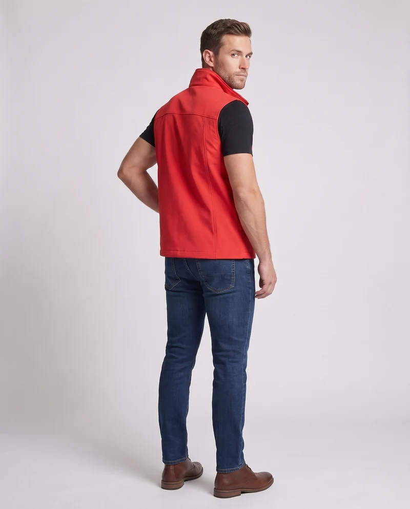 Herren Ultraleichte Atmungsaktive Softshell-Weste mit Mesh-Innenfutter, hohem Stehkragen und Reißverschlusstaschen Nord Taschen