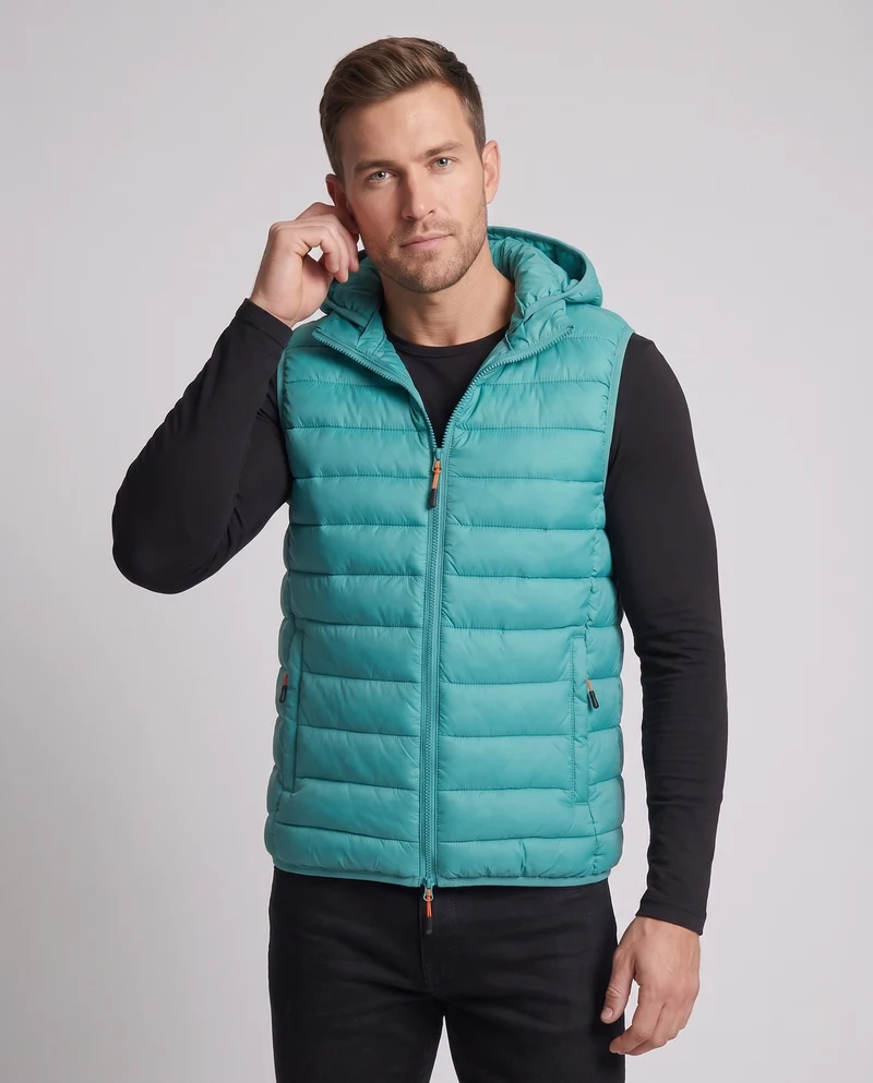 Herren Ultraleichte Kapuzen-Steppweste mit packbarer Thermoisolierung und windabweisender Mikrofaserschale Nord Taschen