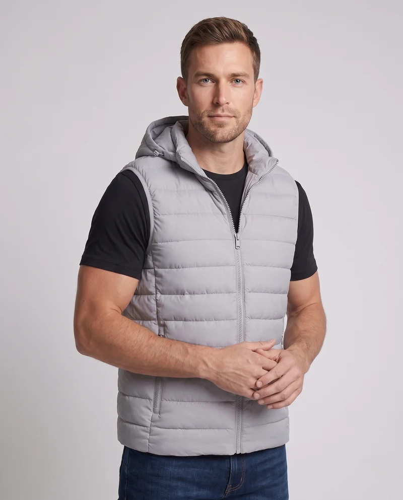 Herren Ultraleichte Kapuzen-Steppweste mit Thermofüllung und Reißverschlusstaschen Nord Taschen