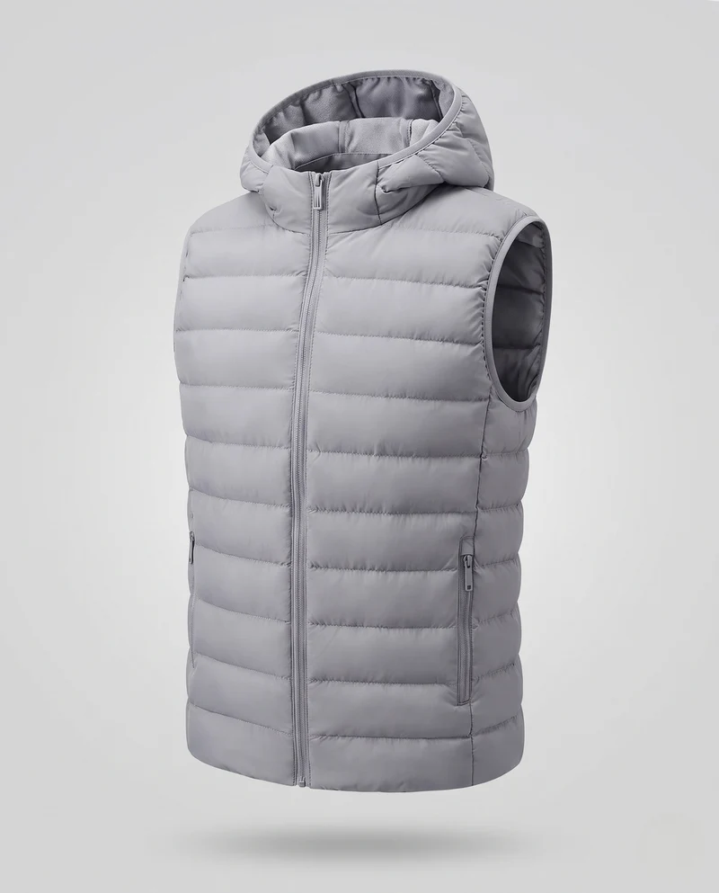 Herren Ultraleichte Kapuzen-Steppweste mit Thermofüllung und Reißverschlusstaschen Nord Taschen