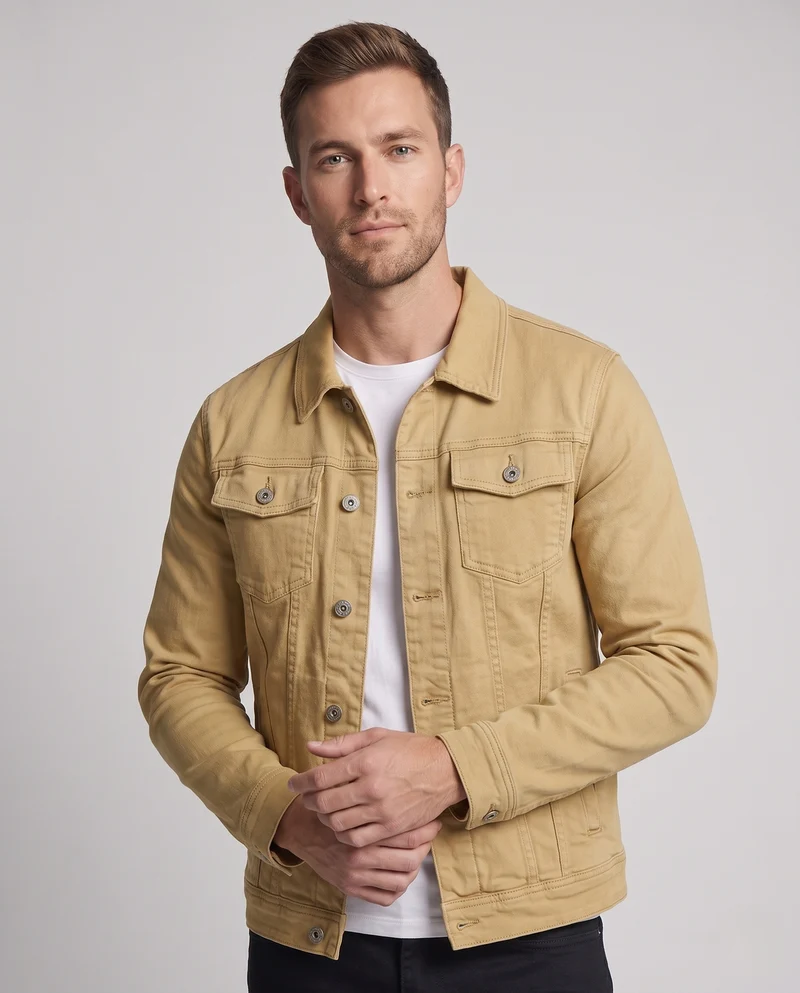 Herren Leichte Denimjacke mit schmaler Silhouette, Hemdkragen und aufgesetzten Brusttaschen Nord Taschen