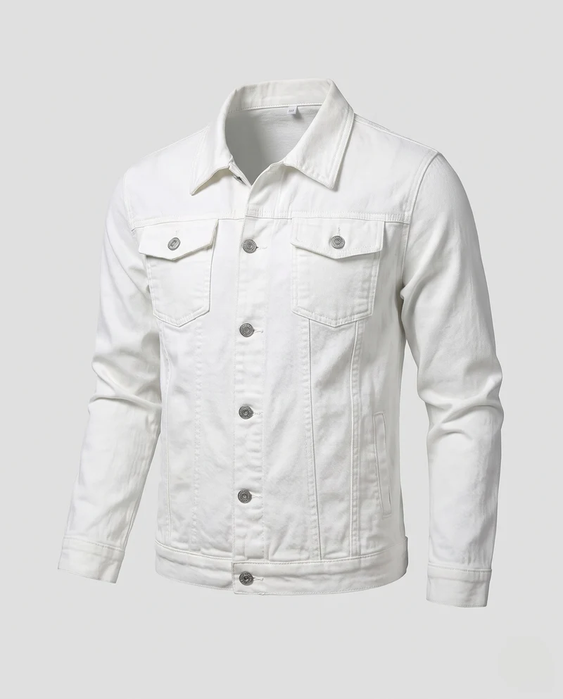 Herren Leichte Denimjacke mit schmaler Silhouette, Hemdkragen und aufgesetzten Brusttaschen Nord Taschen