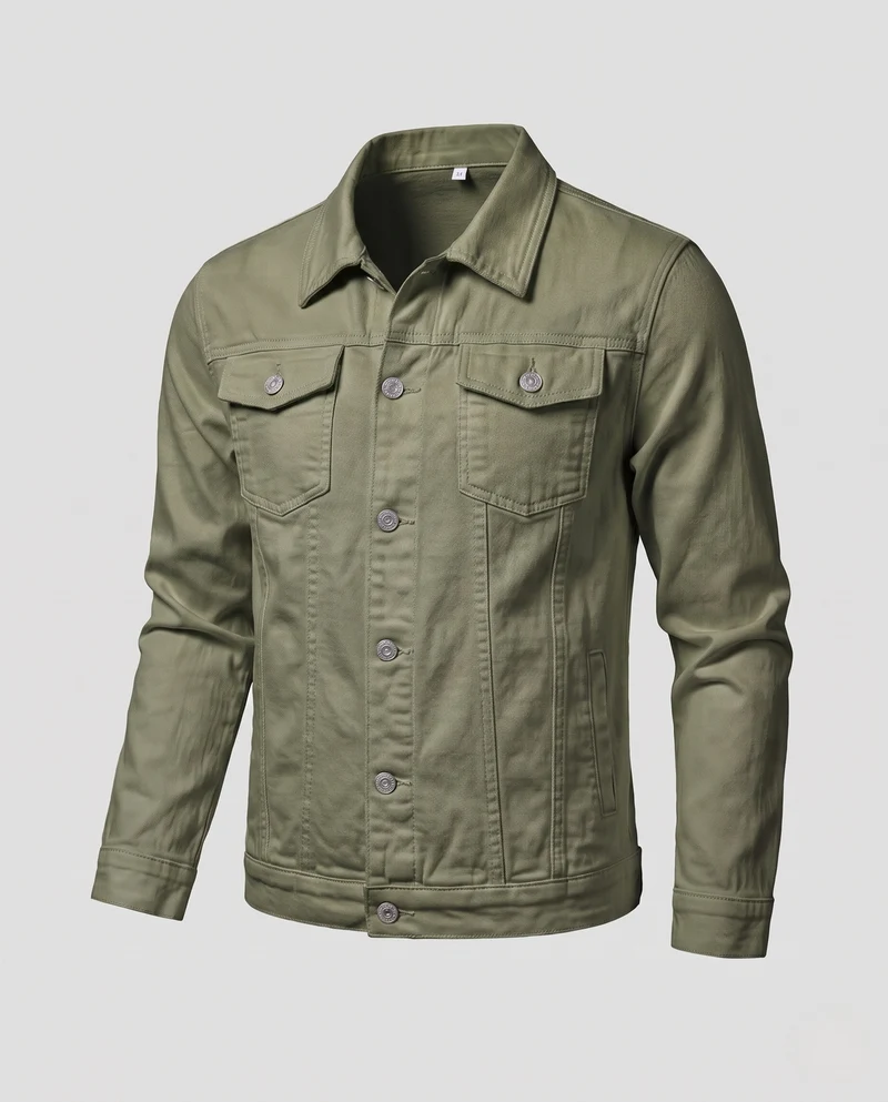 Herren Leichte Denimjacke mit schmaler Silhouette, Hemdkragen und aufgesetzten Brusttaschen Nord Taschen