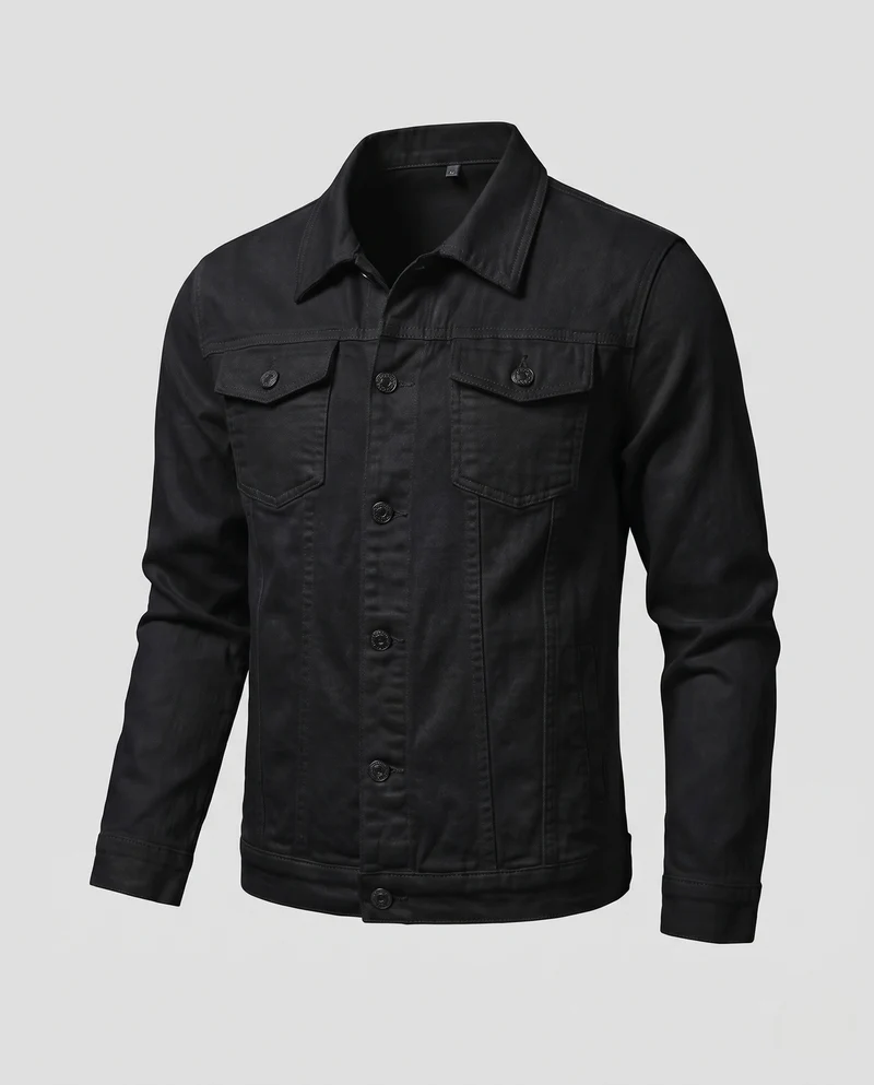 Herren Leichte Denimjacke mit schmaler Silhouette, Hemdkragen und aufgesetzten Brusttaschen Nord Taschen